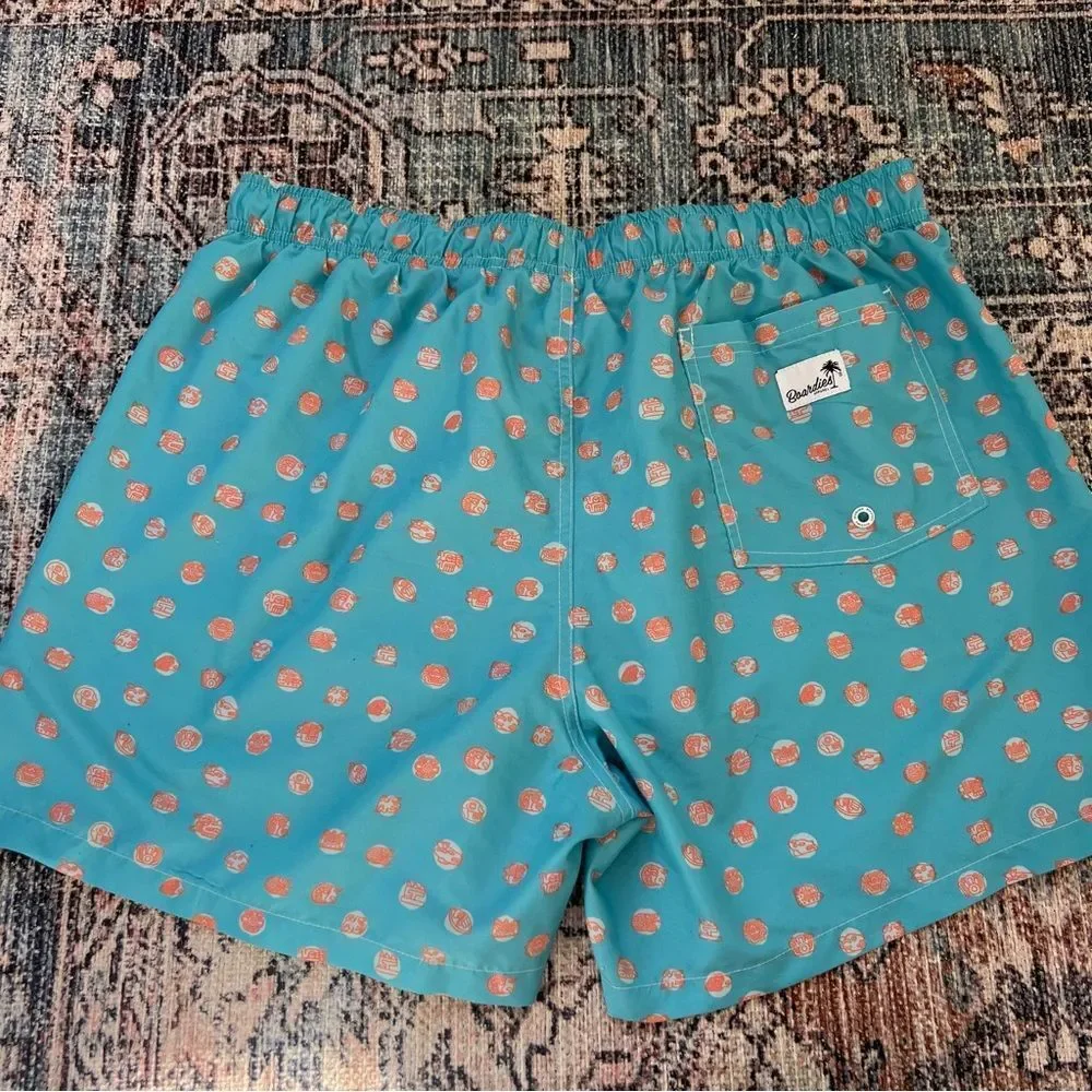 Boardies Polka Maya Mid Length Swim Short Size XL 5” Inseam Aqua Blue Orange
